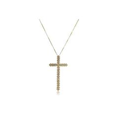 Colar Com Cruz Folheado Em Ouro 18k