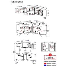 Cozinha Completa De Canto Veneza Gw Mp2062 Com Armário E Balcão Branca