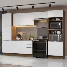 Armário De Cozinha Completa 330cm Rustic/branco Stella Madesa 02 Rustic/branco
