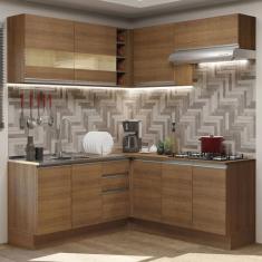 Cozinha Completa de Canto Madesa Glamy 349001 com Armário e Balcão (sem Tampo e Pia) - Rustic