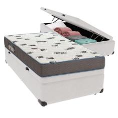 Cama Box Solteiro Com Bau Ortobom D33 Light Branco