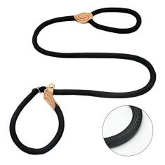 Coleira para cães com guia deslizante e gancho de pressão, corda trançada ajustável de 0,6 cm x 1,2 m, durável, sem puxão, para animais de estimação, treinamento forte, guia de caminhada, guia para
