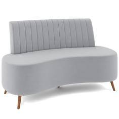 Sofá Chaise Living 2 Lugares 160cm Para Sala Cayman K01 Veludo Cinza - Lyam Decor