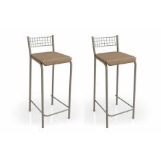 Kit 2 Banqueta De Cozinha Gênova B705nk Un Níquel/capuccino - Kappesberg