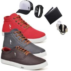 Kit 3 Tênis Casual + Boné + Acessórios Macio Confortável - Polo Blu, V