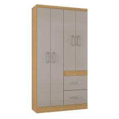 Guarda Roupa Solteiro Milão 4 Portas Damasco Off White  Poquema - Poqu
