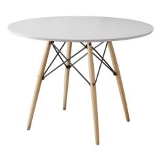 Mesa Eames Eiffel Redondo Tampo de Madeira 90cm Branco - NEW GREEN, BR
