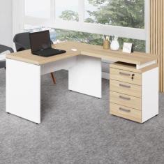 Escrivaninha L 1,20m c/ Gaveteiro 4 Gavetas Pés Painel F5 - F5 Office 