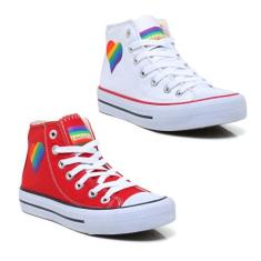 Lgbt tenis Kit 2 Pares All Orgulho Cano Alto Botinha Star Envio Imedia