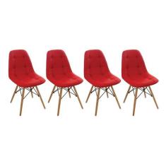 Conjunto 4 Cadeiras Eames Eiffel Botonê - Vermelho - Abra Casa