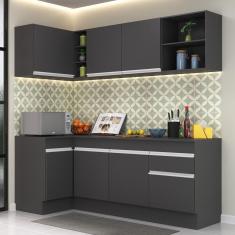 Armário De Cozinha Compacta De Canto Preto/branco