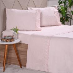 Jogo De Cama Queen 4 Pçs Bordado Inglês