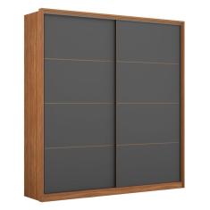 Guarda Roupa Casal Belga 2 Portas Amêndola Grafito - Demartêz