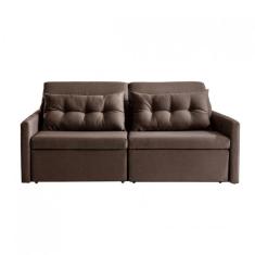 Sofá 3 Lugares Retrátil e Reclinável 216cm Em Linho Dimas Sofani Marrom