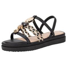 Sandália feminina flat dakota y7635, Preto, 37