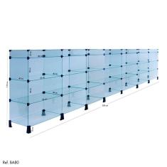 Balcão de Atendimento Modulado em Vidro - 3,50 x 1,10 x 0,40