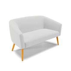 Namoradeira 02 Lugares Stella Linho Cinza A05 Pés Palito Castanho D03 