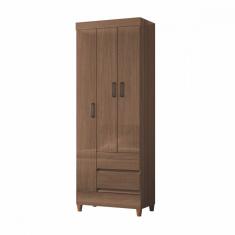 Guarda Roupa Solteiro Jequitiba 3 Portas de Bater 2 Gavetas MDP Cor Jequitiba New Móveis