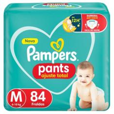 Fralda Pampers Pants Ajuste Total Tamanho M, Fácil de Vestir, 84 Unidades