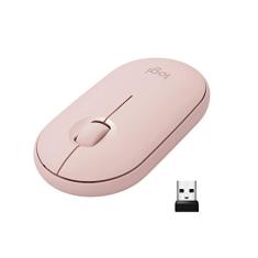 Mouse sem fio Logitech Pebble M350 com Clique Silencioso, Design Slim Ambidestro, Conexão USB ou Bluetooth e Pilha Inclusa - Rosa