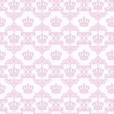 Papel de Parede Lavável Coroa Rosa Bebê com Branco 12m