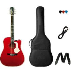 Kit Violão Folk Elétrico Tagima Andes Aço Vermelho CAS