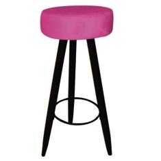 Kit 05 Banqueta Alta Flora Pés Palito em Madeira Preto para  Bar Bistr