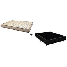 Cama Box Casal 138 Tecido Sintético Preto Com Colchão 138 Flórida Bello Box - 100% Espuma - D26 Cinza