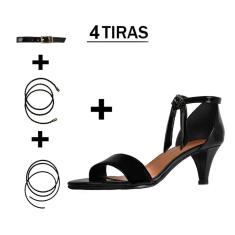 Sandália Troca Tira Salto Baixo Fino Luiza Sobreira Verniz Preto Mod. 4065-2