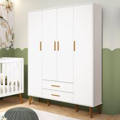 Guarda Roupa Infantil Isis 4 Portas e 2 Gavetas - Reller Móveis Branco