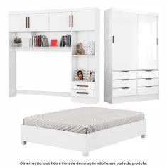 Guarda Roupa Casal Modulado Sevilha 4 e 2 Portas 8 Gavetas com Cama Casal Carioca Móveis