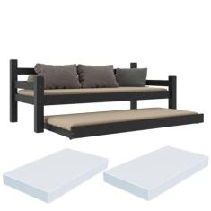 Bicama Madeira Maciça com Colchões Inclusos Paris Multimóveis Vcr4160 Preto