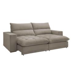 Sofá Retrátil e Reclinável Martinho Veludo Bege Claro 2,30M - Cel Flex