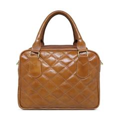 Bolsa Baú Feminina de Couro Modelo Jéssica - Relicário (Caramelo)