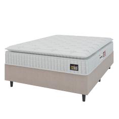 Cama Box Colchão Casal Espuma D33 Vangogh Pillow Top 138x188x67cm Branco / Bege Hellen