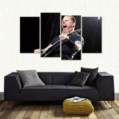 Quadro Decorativo James Hetfield Metallica Em Tecido 4 Peças