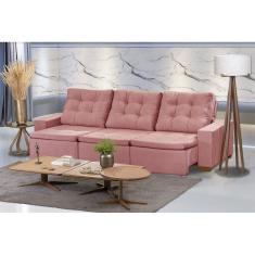 Sofá Modular 6 Lugares Retrátil E Reclinável 3.05M Rose