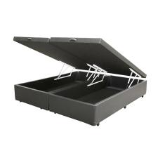 Cama Box Baú King Bipartido HomeQueen Corino Cinza 41x193x203