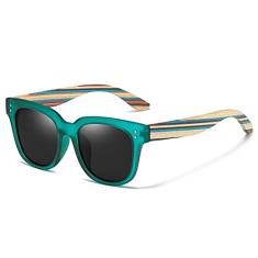 Óculos de Sol Artesanal de Madeira Clássica Moda Quadrada com Proteção uv400 Polarizados (Preto)