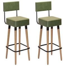 Kit 2 Banquetas Para Bancada Estofada Bariloche Verde