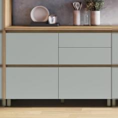 Balcão 1 Porta Basculante 4 Gavetas 120cm 100% Mdf Rainha Nature/verde