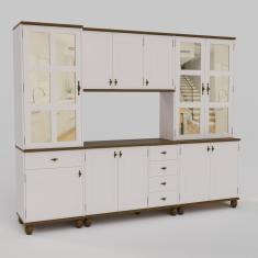 Cozinha Compacta Retrô 4 Peças Off White-nogueira Modelo 005