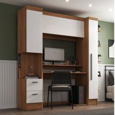 Guarda-roupa Modulado Viena 3 Portas 2 Gavetas3 Peças Espresso Móveis Nogal/Branco