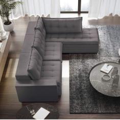 Sofá Retrátil 3 Lugares com Chaise 256cm Presidente Estofart Cinza