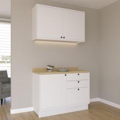 Cozinha Compacta 2 Peças 3 Portas 3 Gavetas Sevilha Branco/Carvalho