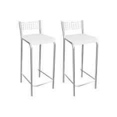 Banqueta de Cozinha Gênova 1B705CR 2 Un Cromado/Courano Branco - Kappe