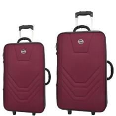 Kit conjunto jogo 2 malas viagem village - grande e pequena, Vermelho 