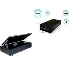 Cama Box Baú Solteiro 88x188 ( Reforçada) - Jadmax, Corino Preto