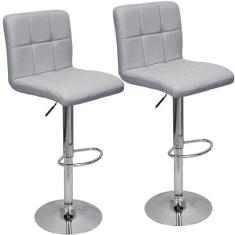 Kit 2 Banquetas Confort Estofada Couro Giratória c/ regulagem - Lianto