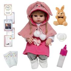 Boneca Bebê Reborn Menina Coelhinha 46cm Pode Dar Banho - Cegonha Rebo